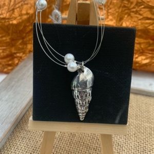 Fine Silver Shell and Fresh Water Pearls Necklace